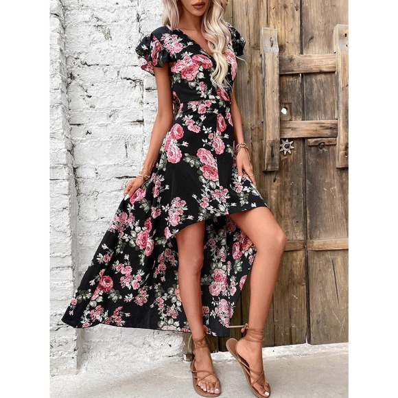 WILA Black Ruffled Wrap Mini Dress - Picture 5 of 11